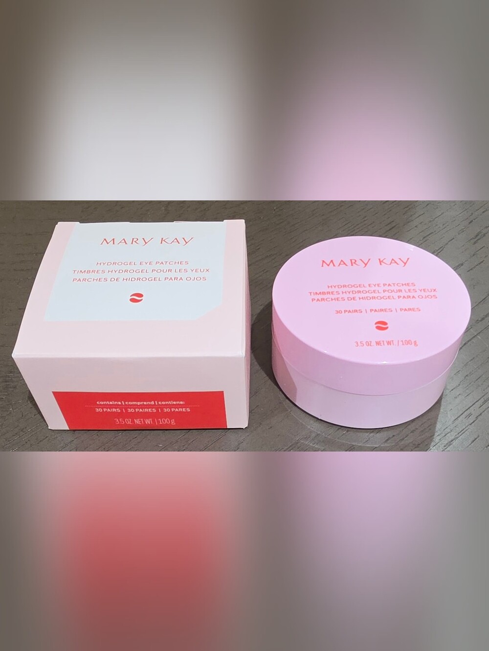 Mary Kay Pink Hydrating Eye Patches Jar and Box